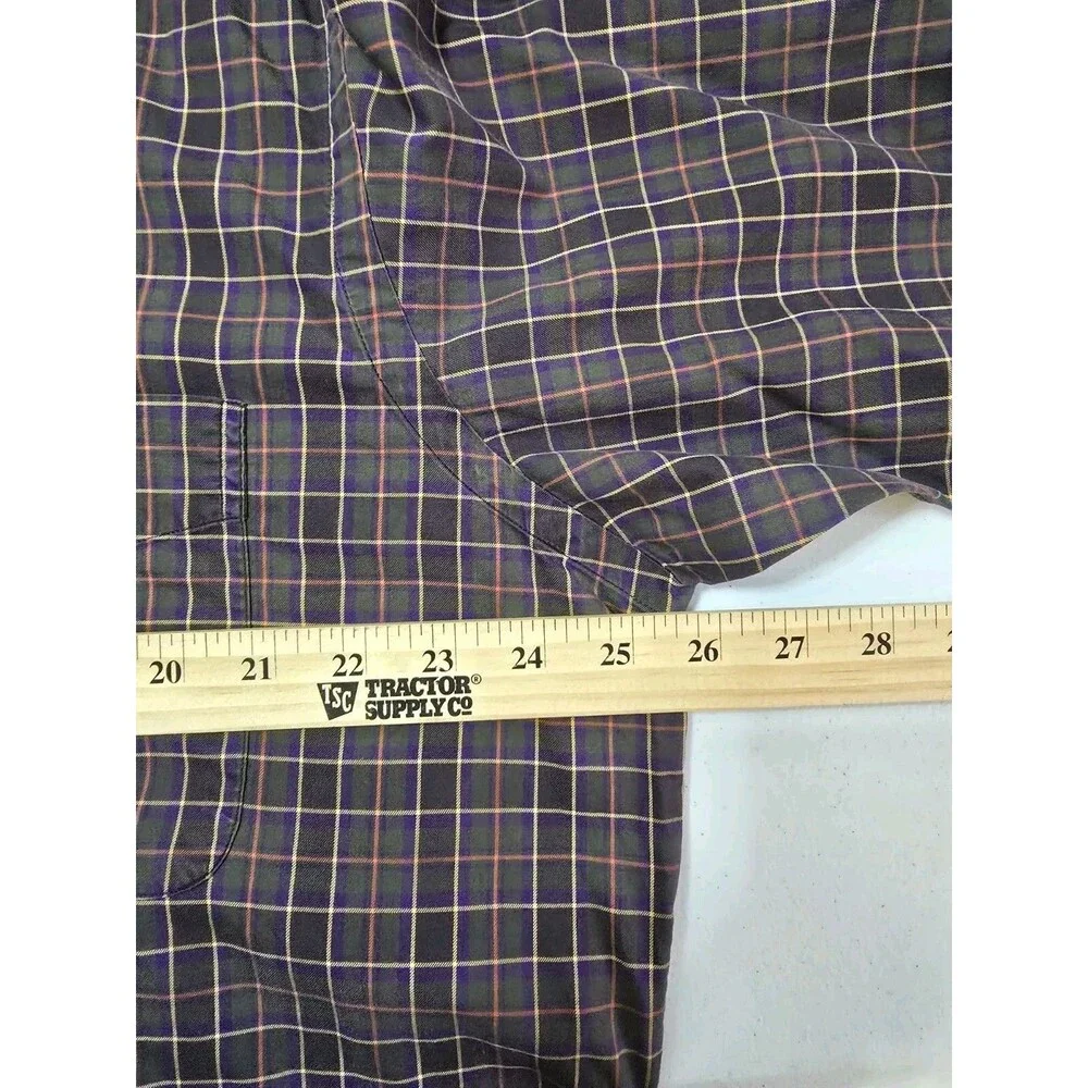 Ralph Lauren Mens L Shirt Brown Purple Check Striped Classic Casual Purple Pony
